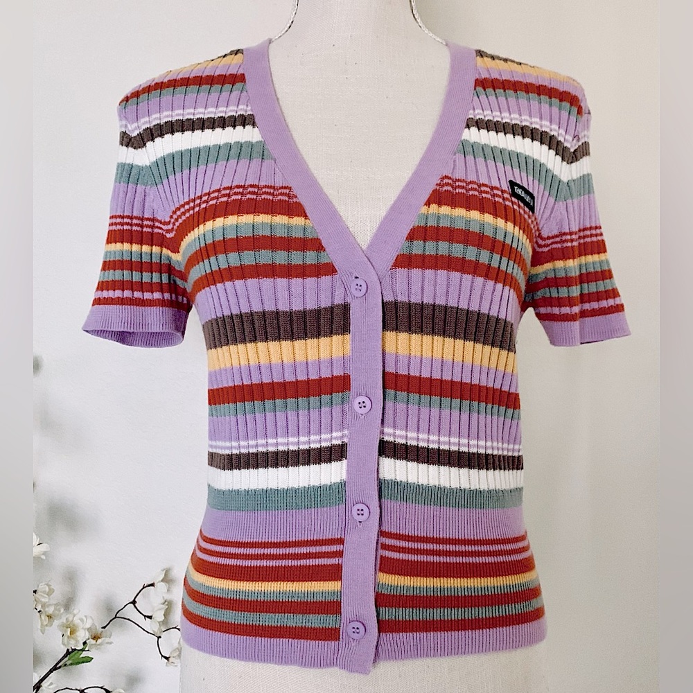 Kendall & Kylie Multi-Color Ribbed Cardigan